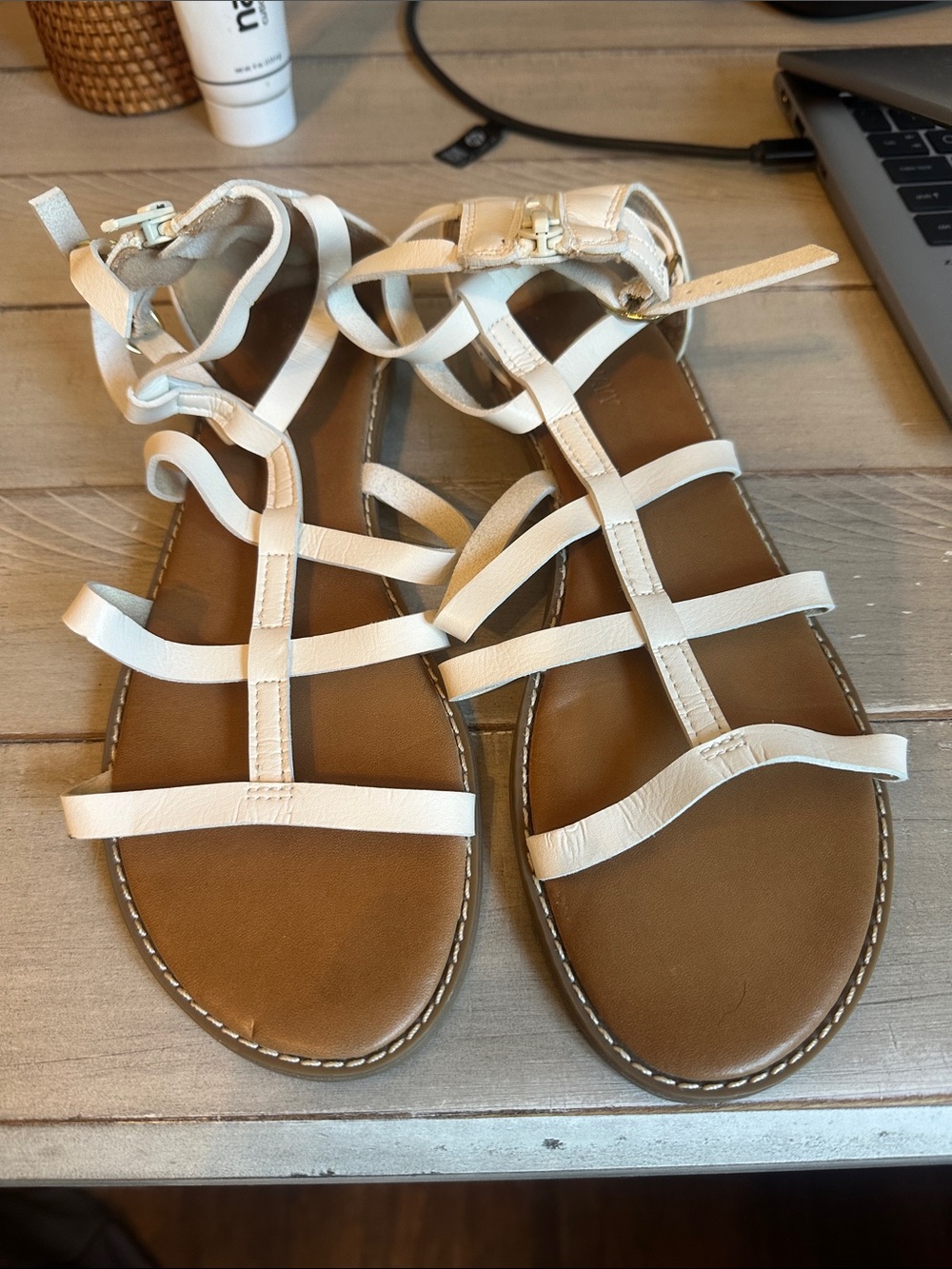 Old Navy White Strappy Gladiator Sandals for Women